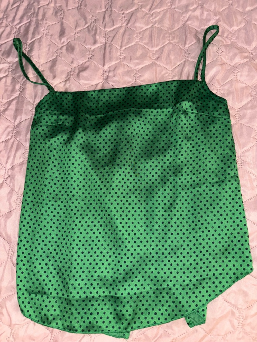 Free People Emerald Green Polka Dot Satin Cami